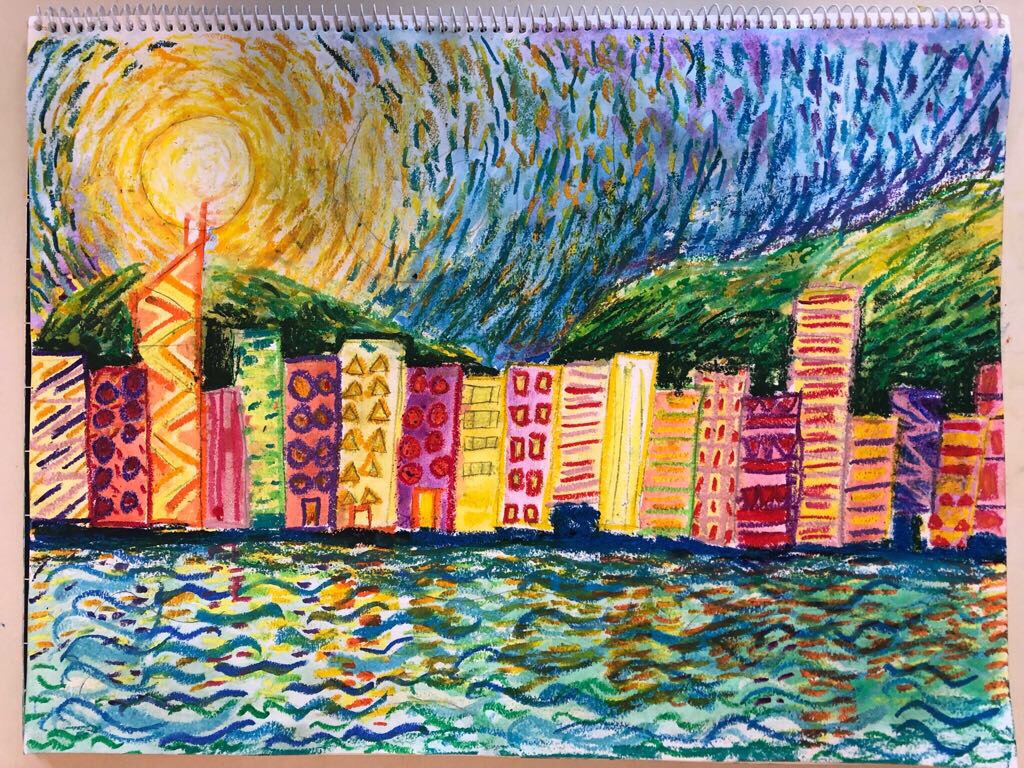 Pastal-Sketch-Hong-Kong-Victoria-Harbour-View
